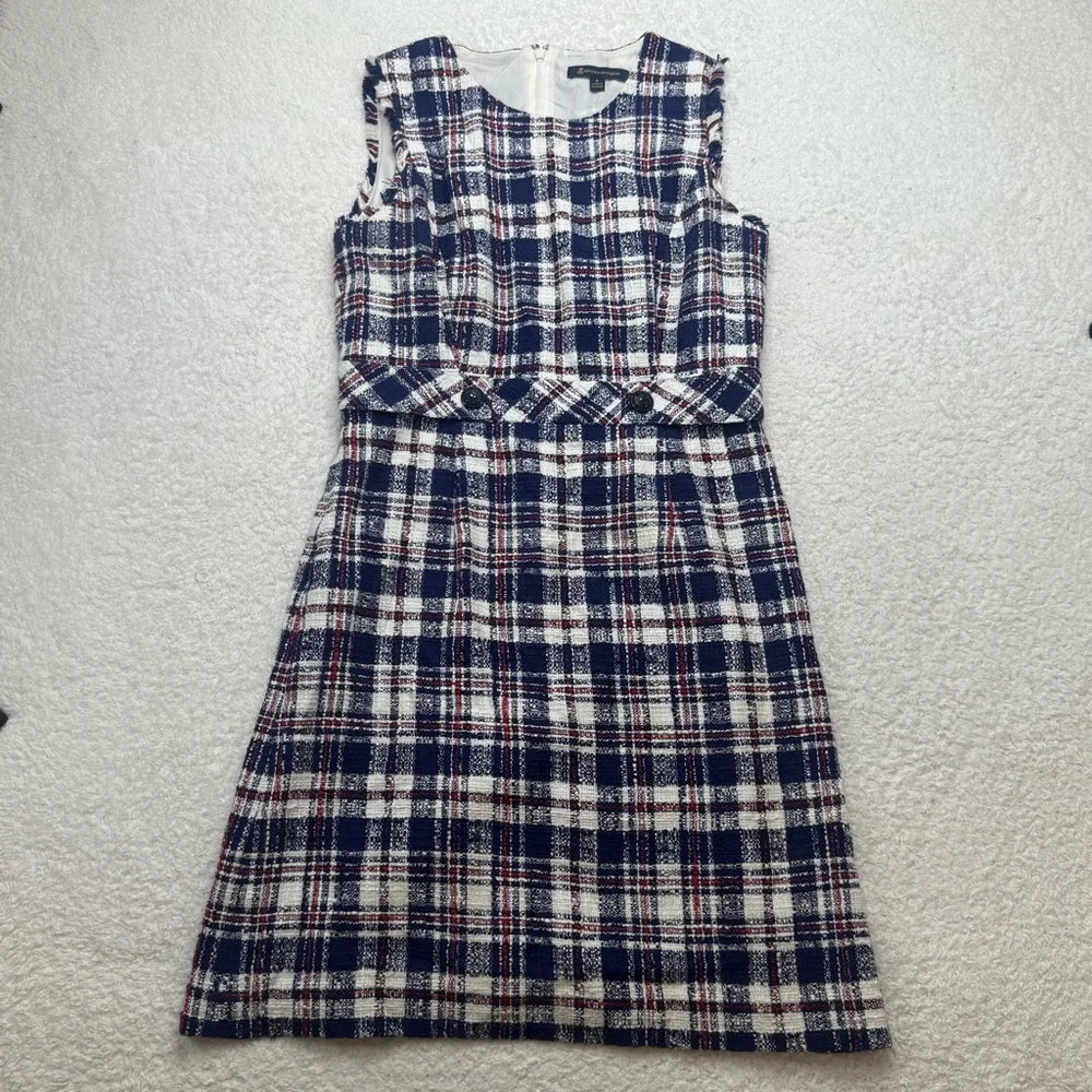 Brooks Brothers Dress Womens 8 Blue Tartain Plaid Sheath Sleeveless Lined Career - Picture 4 of 12
